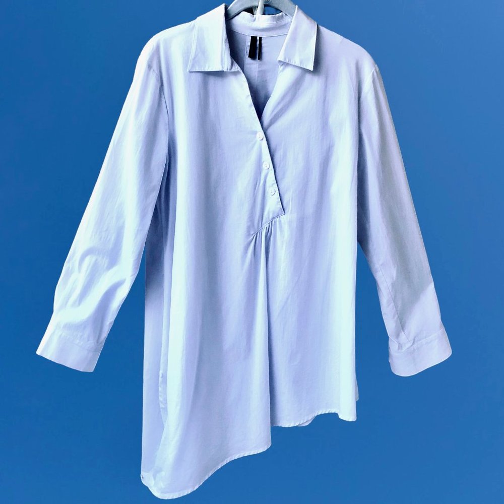 Stella Carakasi Tiburon Tunic Shirt Langenlook Asymmetric White Cotton Poplin